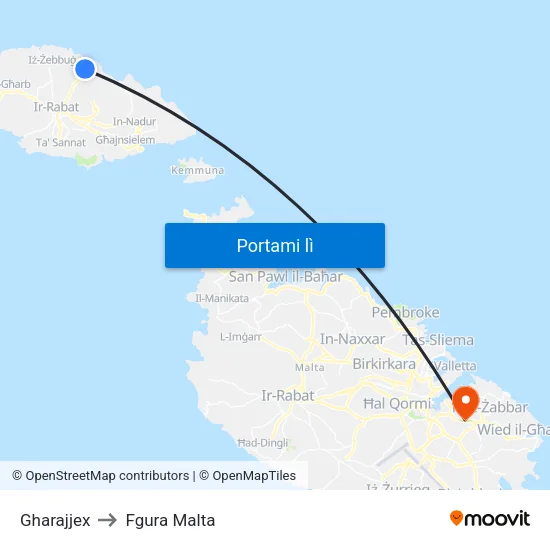 Gharajjex to Fgura Malta map