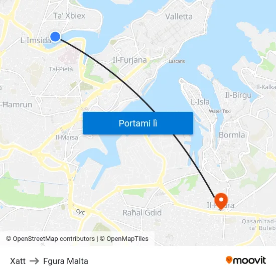 Xatt to Fgura Malta map