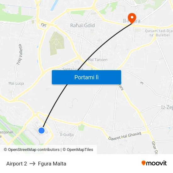 Airport 2 to Fgura Malta map