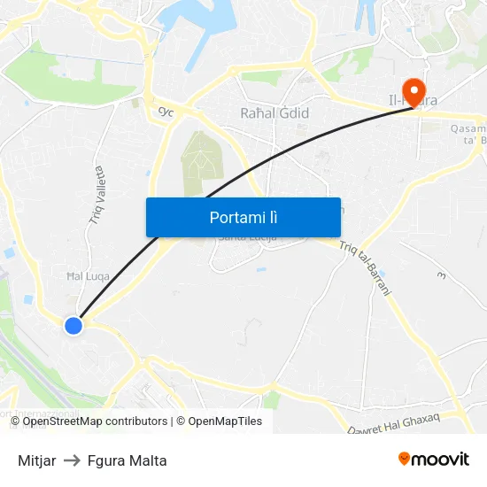 Mitjar to Fgura Malta map