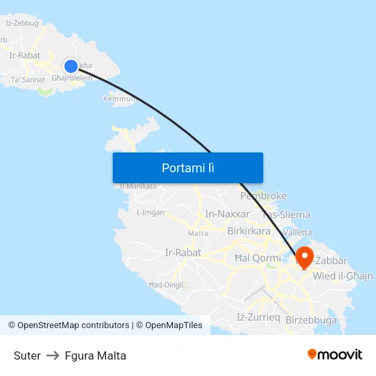 Suter to Fgura Malta map