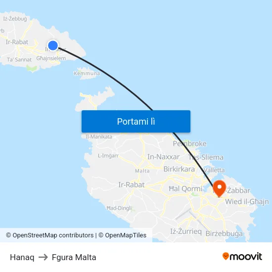 Hanaq to Fgura Malta map