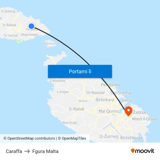 Caraffa to Fgura Malta map