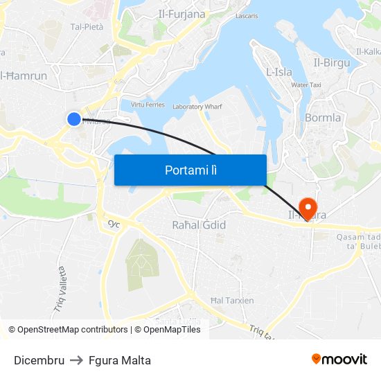 Dicembru to Fgura Malta map
