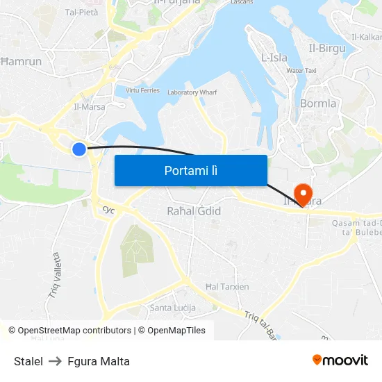 Stalel to Fgura Malta map