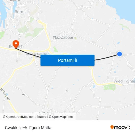 Gwakkin to Fgura Malta map