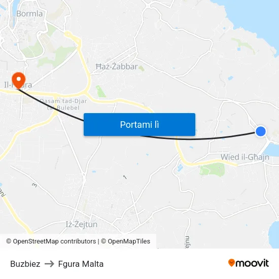 Buzbiez to Fgura Malta map
