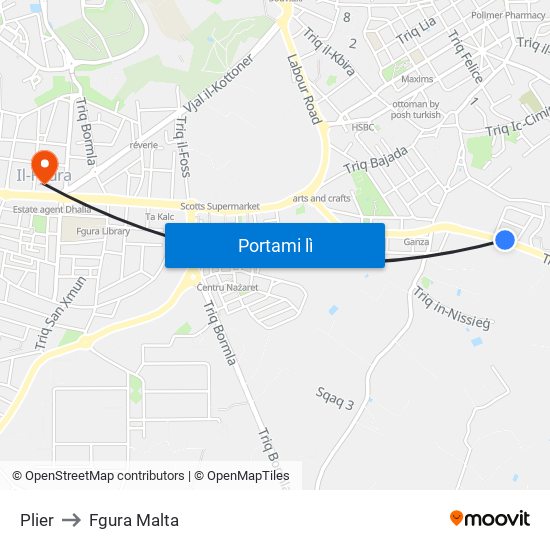 Plier to Fgura Malta map