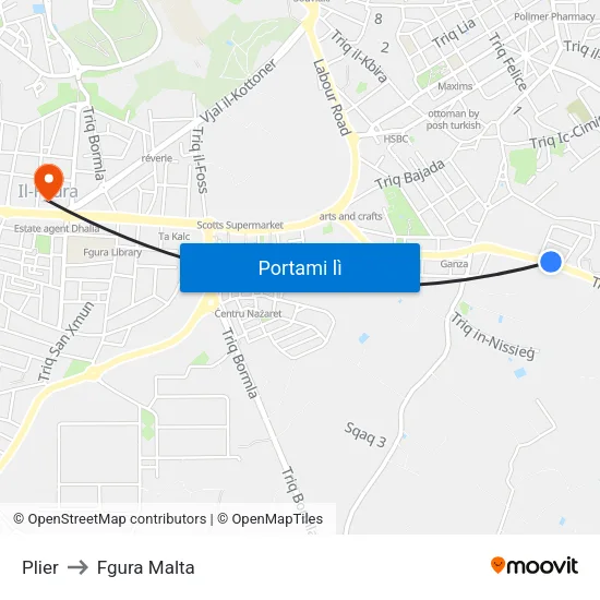 Plier to Fgura Malta map