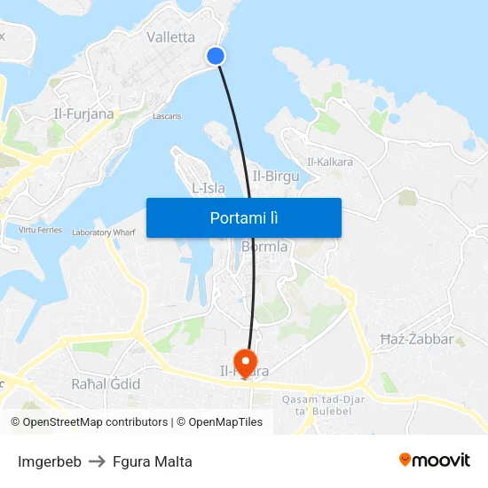 Imgerbeb to Fgura Malta map