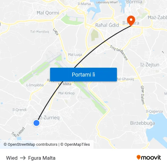Wied to Fgura Malta map