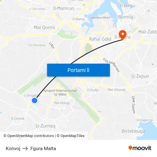 Konvoj to Fgura Malta map