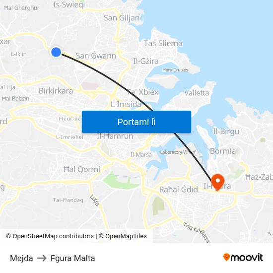 Mejda to Fgura Malta map