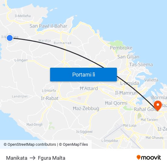 Manikata to Fgura Malta map