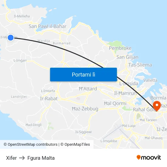 Xifer to Fgura Malta map