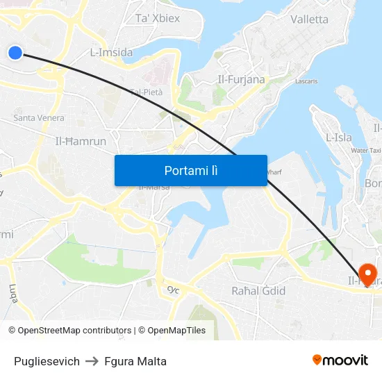 Pugliesevich to Fgura Malta map