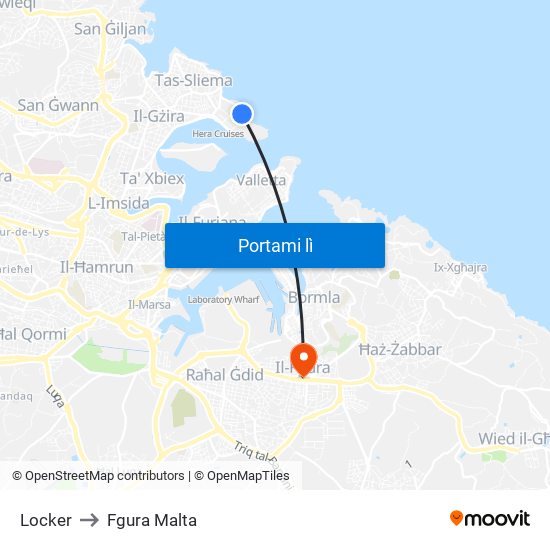 Locker to Fgura Malta map
