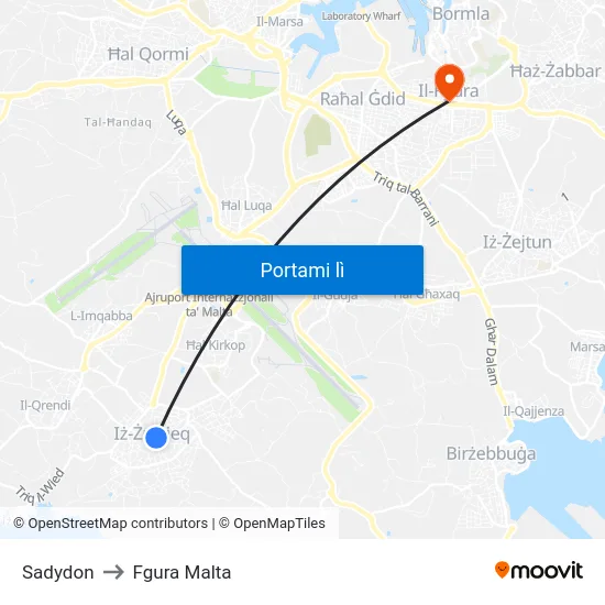 Sadydon to Fgura Malta map