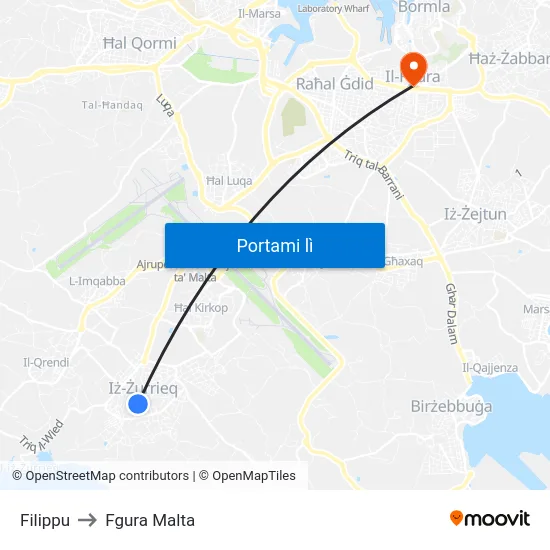 Filippu to Fgura Malta map