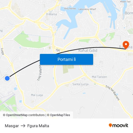 Masgar to Fgura Malta map