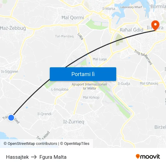 Hassajtek to Fgura Malta map