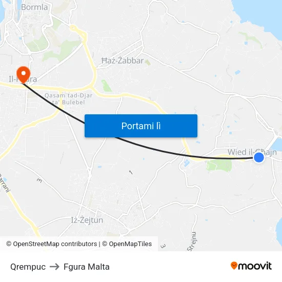 Qrempuc to Fgura Malta map