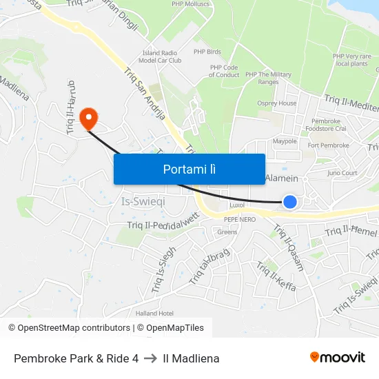Pembroke Park & Ride 4 to Il Madliena map