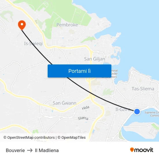 Bouverie to Il Madliena map