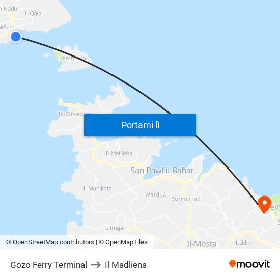 Gozo Ferry Terminal to Il Madliena map