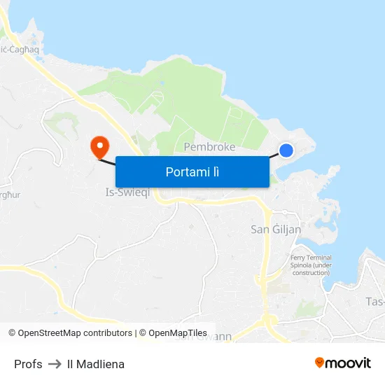 Profs to Il Madliena map