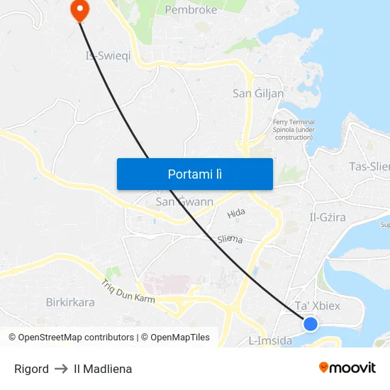 Rigord to Il Madliena map