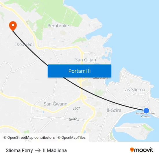 Sliema Ferry to Il Madliena map