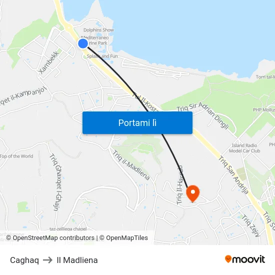 Caghaq to Il Madliena map