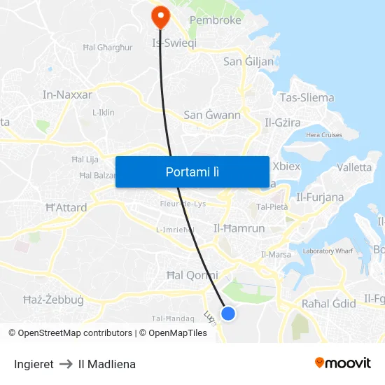 Ingieret to Il Madliena map