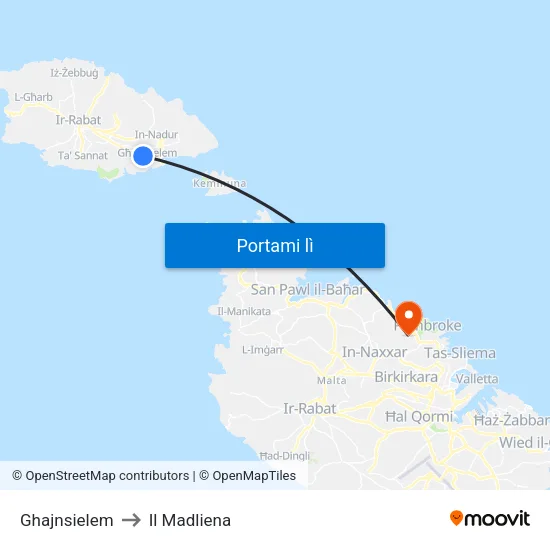 Ghajnsielem to Il Madliena map