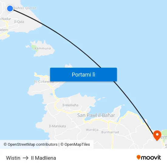 Wistin to Il Madliena map