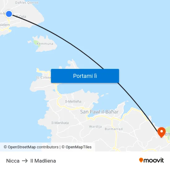 Nicca to Il Madliena map