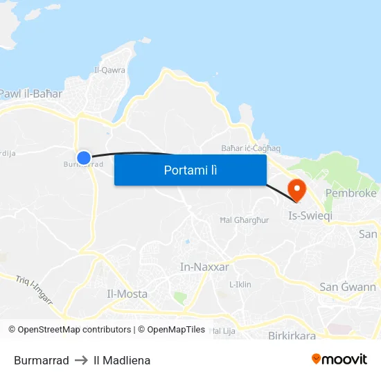 Burmarrad to Il Madliena map
