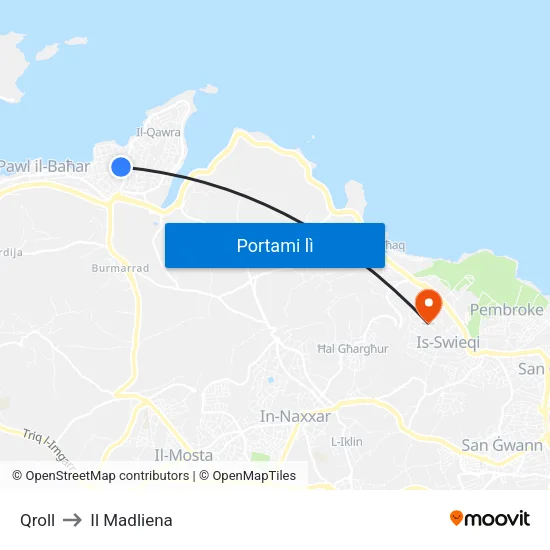 Qroll to Il Madliena map