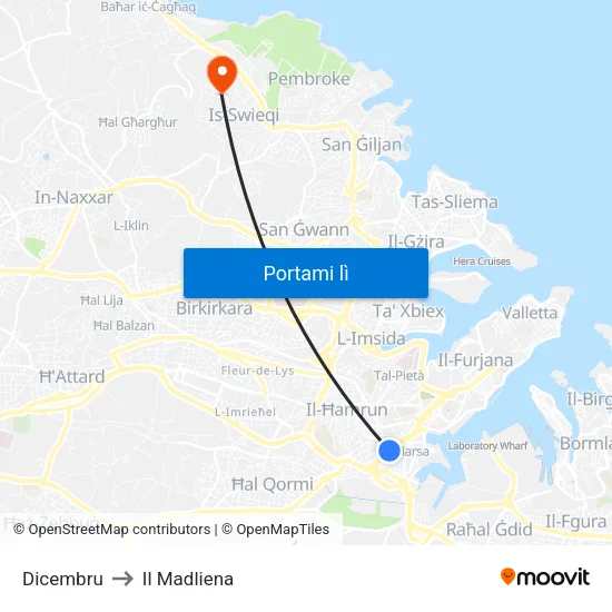 Dicembru to Il Madliena map