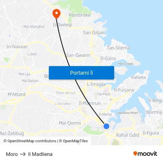 Moro to Il Madliena map
