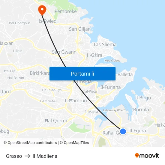 Grasso to Il Madliena map