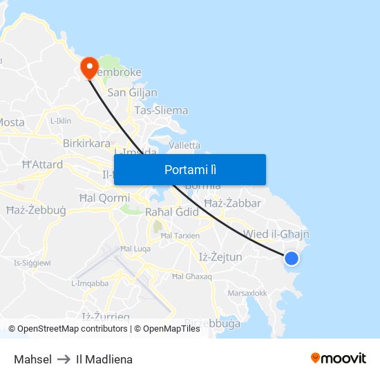 Mahsel to Il Madliena map