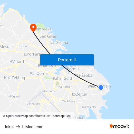 Iskal to Il Madliena map