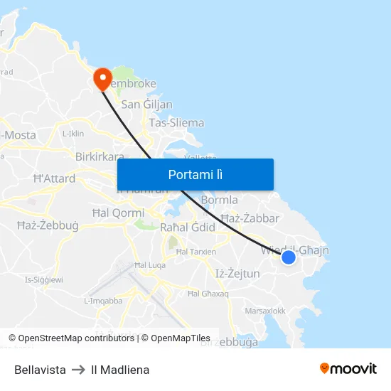 Bellavista to Il Madliena map