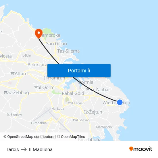 Tarcis to Il Madliena map