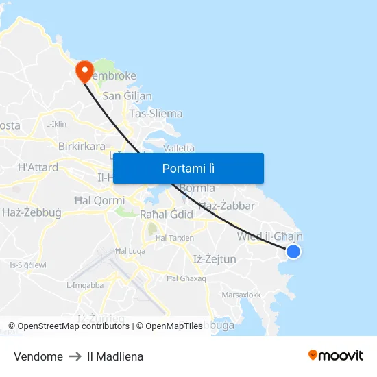 Vendome to Il Madliena map