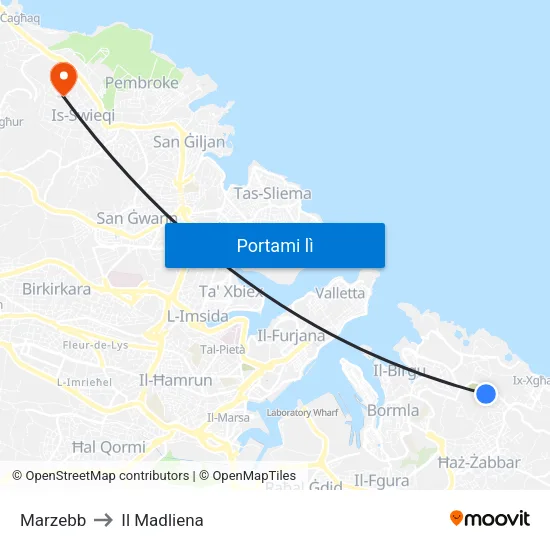 Marzebb to Il Madliena map