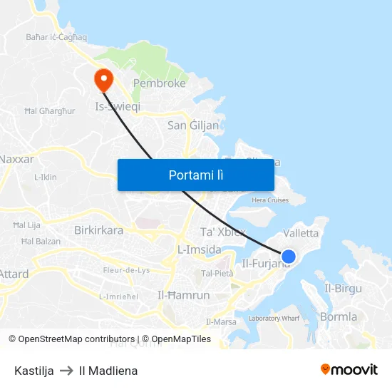 Kastilja to Il Madliena map