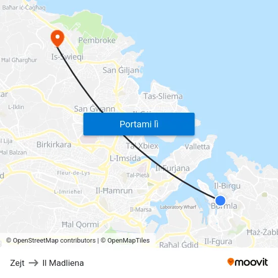 Zejt to Il Madliena map